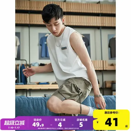 唐狮2025夏季新款男背心字母印花宽松无袖T恤坎肩圆领上衣潮内搭t图片