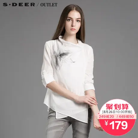 s.deer【聚】 圣迪奥斜襟不规则摆上衣印花薄款防晒外套S13182277图片