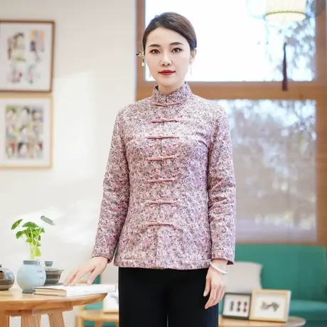筠雅冬季新款百搭加厚改良唐装上衣中国风棉袄旗袍保暖女装23J731商品大图