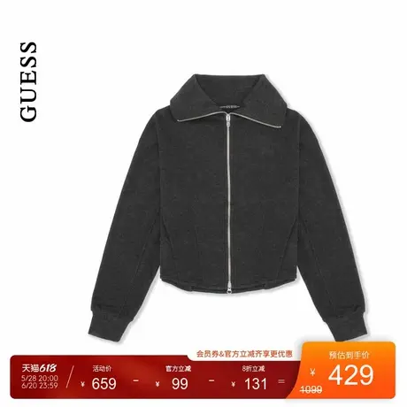 GUESS女士休闲百搭立体裁剪翻领开衫卫衣-YO3K3496商品大图