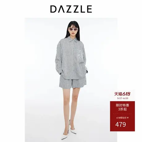 DAZZLE地素奥莱 裤春夏女装条纹薄款短裤图片