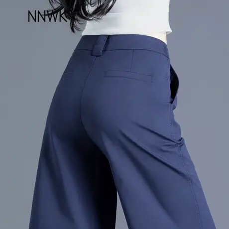 夏季薄款冰丝裤子女2025新款爆款休闲裤阔腿裤女裤九分小个子西装商品大图