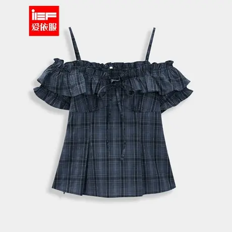 IEF/爱依服2025夏季新款法式性感小女人气质荷叶边设计百搭上衣商品大图