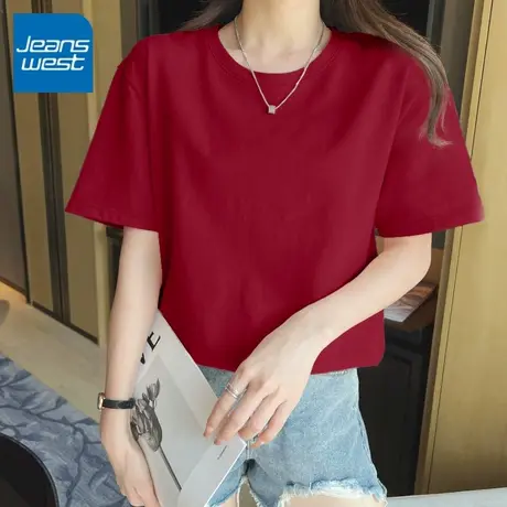 KV真维斯纯棉短袖女t恤2025新款 夏季宽松薄款休闲小个子通勤穿搭商品大图