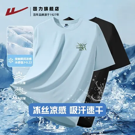 回力动感珠地冰丝t恤男短袖夏季2025新款吸湿速干透气凉感五分袖H图片