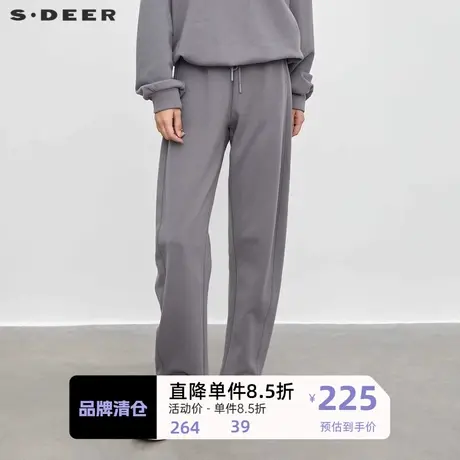 sdeer圣迪奥女装运动套装松紧插袋阔腿长裤S23460807👝商品大图