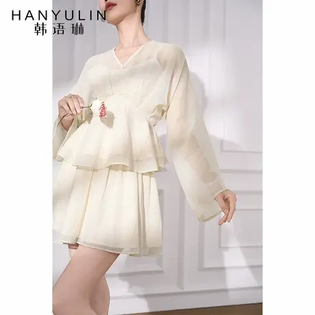 韩语琳 长袖衬衫女高级感轻奢减龄洋气2025新款夏季气质收腰上衣商品大图