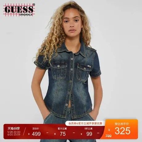 GUESSOriginals  女士潮流牛仔短袖衬衫-W4GG61D5960商品大图