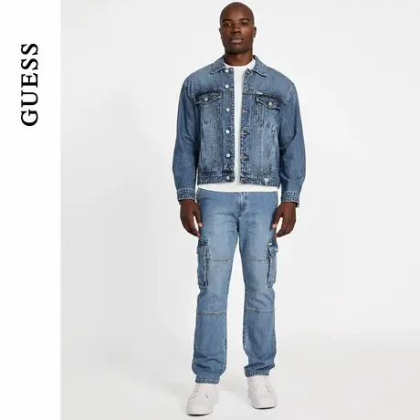 GUESS25年新款夏季男士休闲复古美式经典牛仔外套-M5YN48D5QG0图片