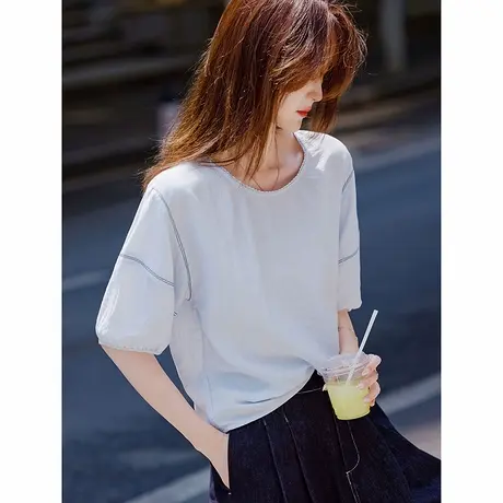 时尚短袖休闲夏季简约衬衫女士2025年夏日新品上班族通勤简约上衣商品大图