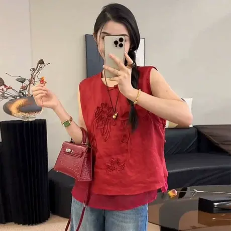 新中式设计感无袖上衣女2025夏季流行单品新款背心独特超好看小衫图片