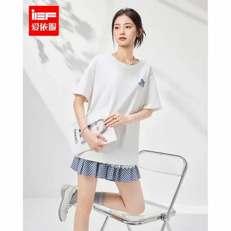 IEF/爱依服短袖上衣2025夏季新款韩版时尚印花休闲通勤百搭中T恤图片