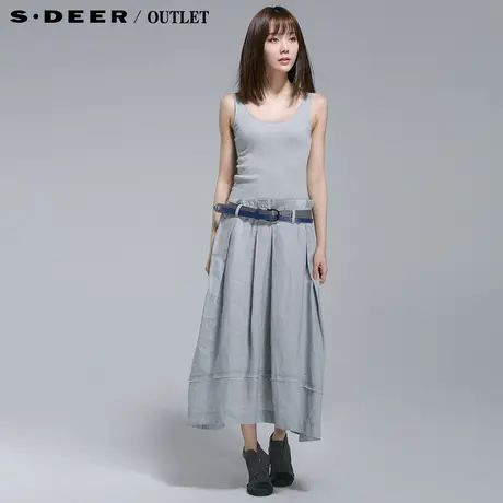 s.deer【上新】圣迪奥专柜正品女夏弹力无袖背心连衣裙S13281259商品大图