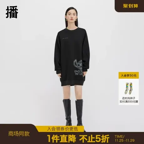 播圆领连衣裙女商场同款2023秋季新款时尚宽松印花裙子BDQ4LD1514图片