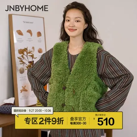 【仿羊羔毛马甲背心】JNBYHOME江南布衣秋冬复古可外穿开襟上衣女图片