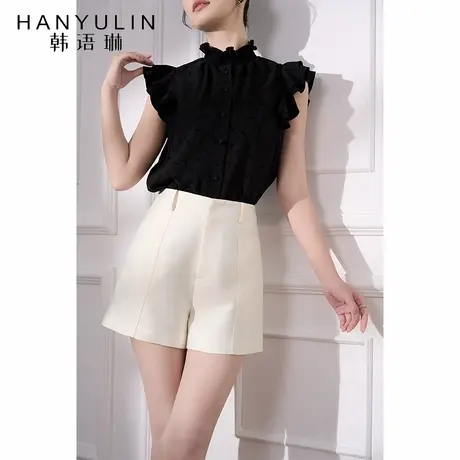 韩语琳黑色无袖衬衫女高级感轻奢减龄洋气2025新款春夏季气质上衣商品大图