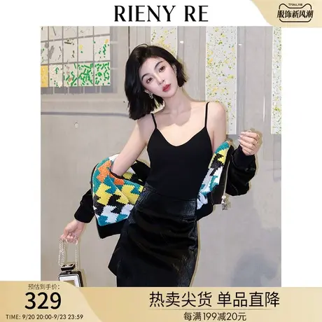 RIENYRE半身裙女春秋款原创黑色高级复古短裙设计感小众高腰裙子商品大图