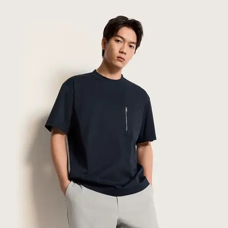 TRENDIANO全棉丝光双面高针高密短袖圆领T恤 1ST2020890商品大图