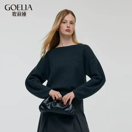 歌莉娅纯羊绒衫女秋装2024新款高级感花纱上衣慵懒毛衣1C9L5J100图片