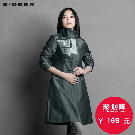 【买3免1】sdeer圣迪奥几何波普艺术立领长外套S15381871图片