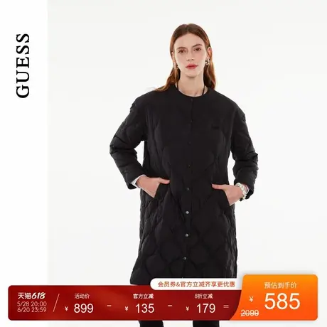 GUESS女百搭纯色绗缝中长款羽绒服-Q4PN28W55R0商品大图