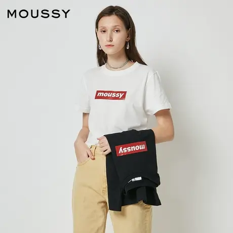 MOUSSY 简约百搭经典胶印LOGO印花多巴胺短袖T恤女028FSZ90-0260图片