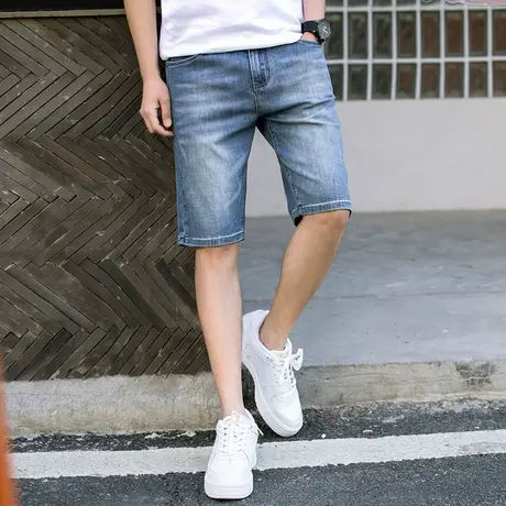 5分牛仔短裤夏季薄款男士潮牌宽松五分潮流直筒高端休闲弹力中裤商品大图