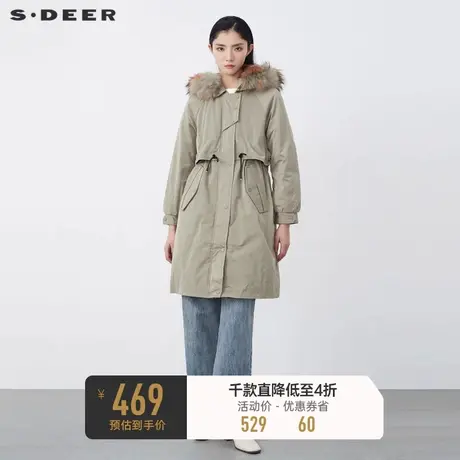 sdeer圣迪奥女装时尚毛领收腰拼接派克服羽绒服S20482463🍥商品大图