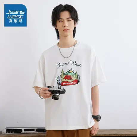 E8真维斯男女同款2025夏季新款 潮流时尚宽松圆领短袖T恤上衣图片