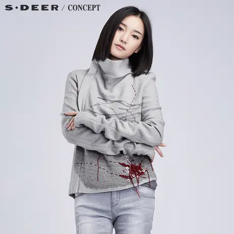sdeer圣迪奥女装2018新款女装春装绣花上衣外套S16382210图片