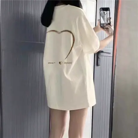 夏季美式高街风T恤女2024新款大码纯棉情侣短袖ins潮小众洋气上衣图片