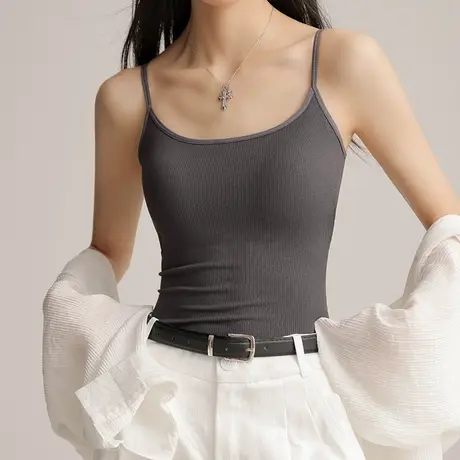 吊带小背心女士内搭美背内衣外穿文胸一体带胸垫夏季薄款打底上衣图片
