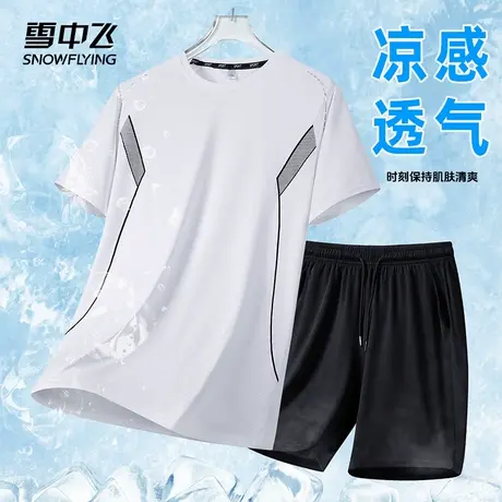 SNOW FLYING/雪中飞运动服套装男夏季凉感透气速干跑步短袖短裤图片