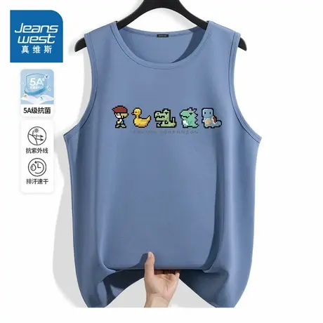 HG真维斯抗菌坎肩背心男2025新款运动吸汗上衣美式复古无袖t恤男图片