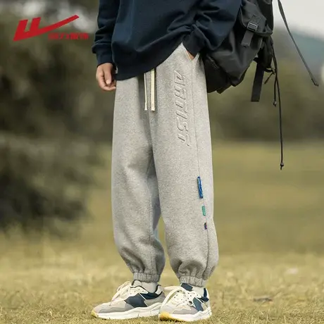 回力裤子男士春秋冬季2025新款加绒厚运动卫裤男生束脚工装休闲裤图片