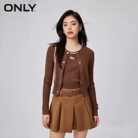 ONLY奥莱夏季时尚百搭修身拼接套装短款针织衫女商品大图