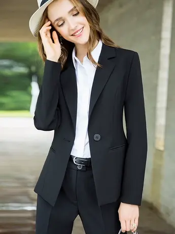 西装外套女2025春季新款气质女神范高级感黑色职业面试正装西服商品大图