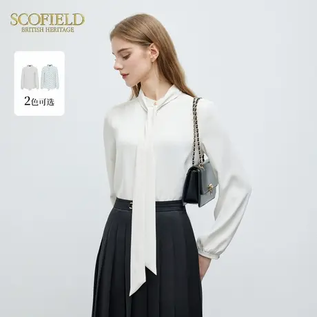 Scofield女装优雅飘带领衬衫通勤气质薄荷曼波风宽松上衣春季上衣商品大图