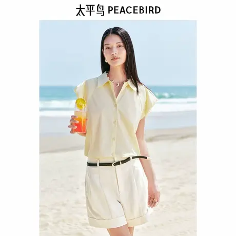 【商场同款】太平鸟女装2025年夏季新款褶皱设计衬衫A1CAF2502商品大图