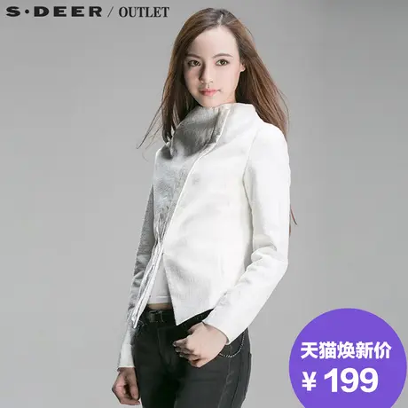 s.deer圣迪奥女装春装新款短款修身显瘦立领上衣外套S15182266图片