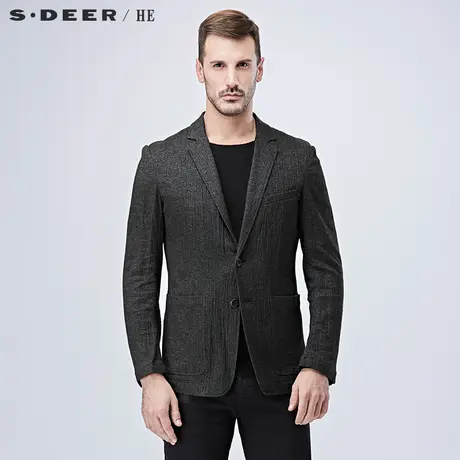sdeerhe圣迪奥男装2017秋装休闲商务驳领便装上衣H14372249图片