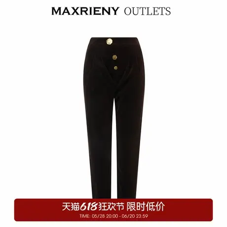 【奥莱】MAXRIENY咖色灯芯绒锥形裤高腰复古休闲裤通勤裤子女商品大图