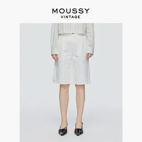MOUSSY VINTAGE 2025夏季新品休闲五分裤白色牛仔裤540FSC11-1200商品大图