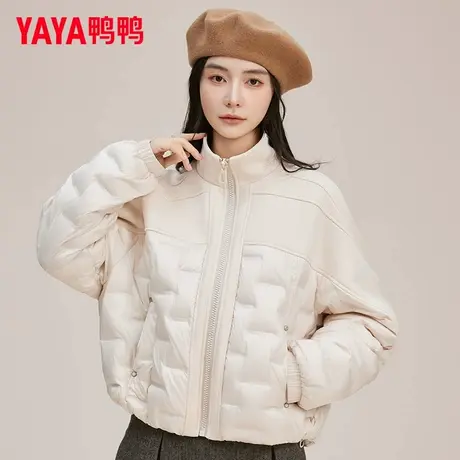 鸭鸭官方旗舰店轻薄羽绒服女短款2025新款时尚拼接立领保暖外套XH商品大图