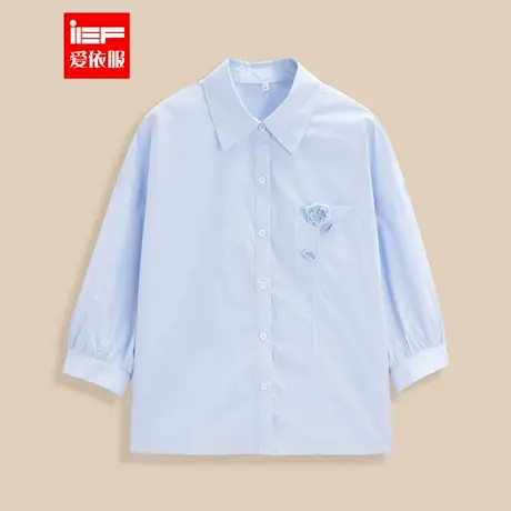 IEF/爱依服上衣2025春夏新款韩版通勤气质设计感百搭七分袖衬衫商品大图