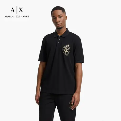 ARMANI EXCHANGE/阿玛尼25夏季新款男士珠地网眼全棉三粒扣Polo衫图片