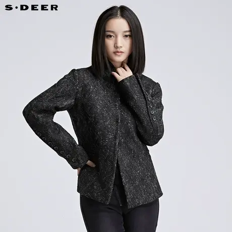 sdeer圣迪奥女装商务休闲毛呢西装外套S16482226图片