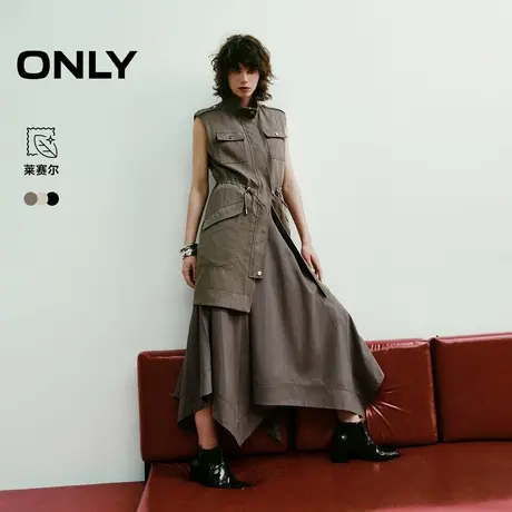 ONLY2025夏季新款工装风口袋收腰抽绳率性立领无袖短裙连衣裙女商品大图