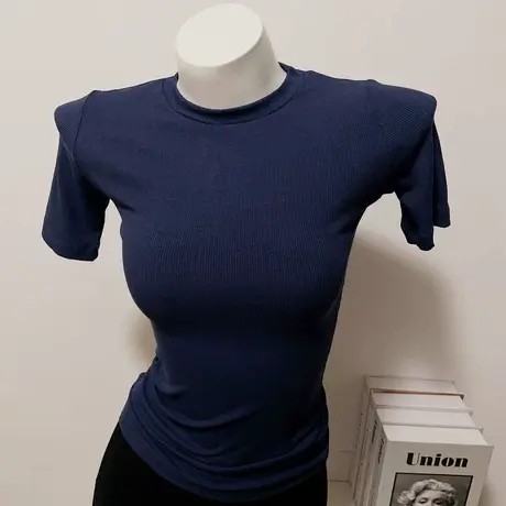 夏新款性感·显身材心机T恤修身百搭打底基础简约T恤弹力内搭上衣图片