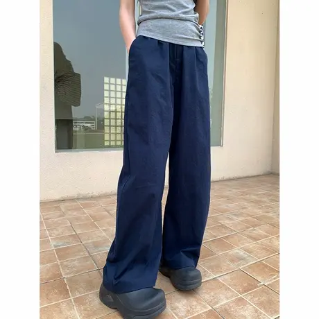 尔给2025新款松紧腰阔腿裤子今年流行爆款宽松bf风休闲裤商品大图